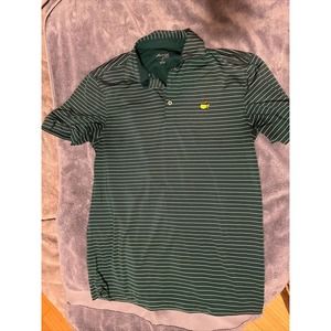 Masters Tech Golf Polo Shirt Mens Small Green Striped Augusta National